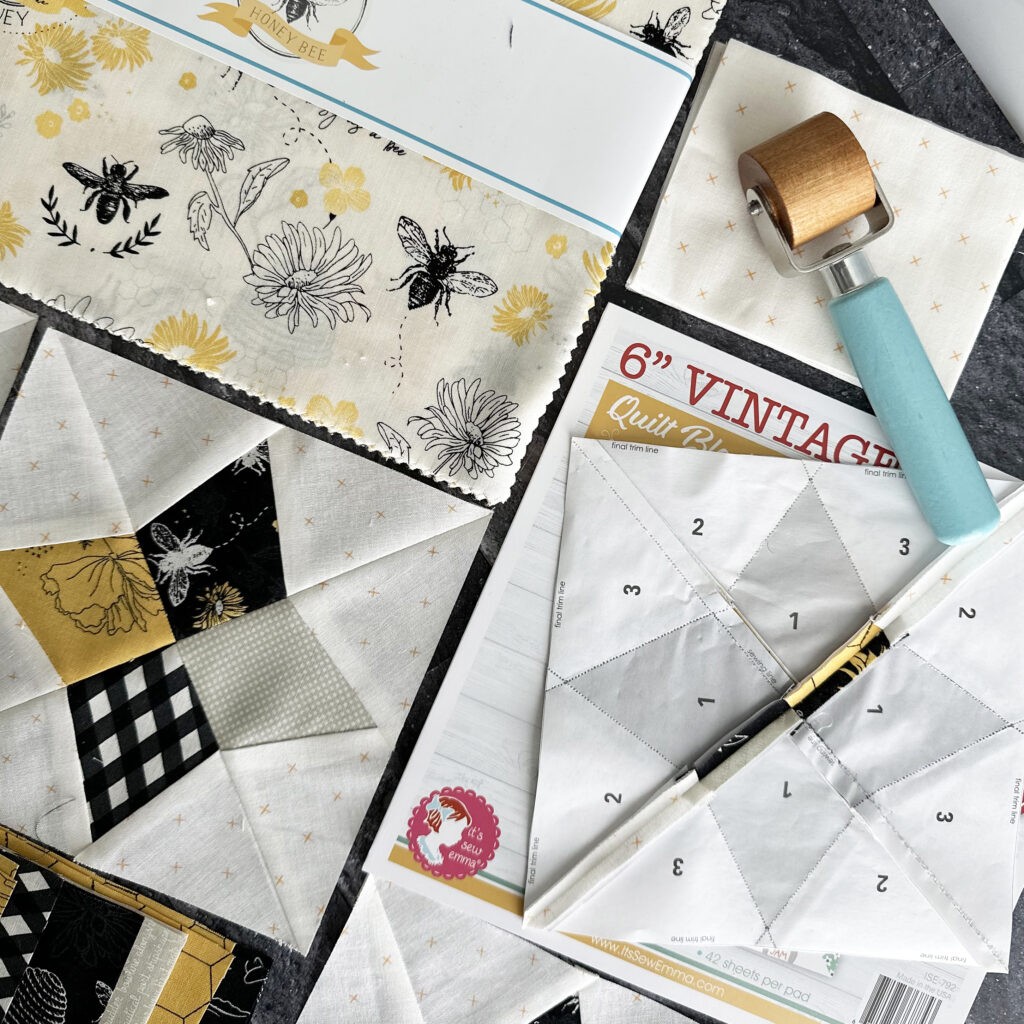 Vintage Bees and Newspaper Print Fabric