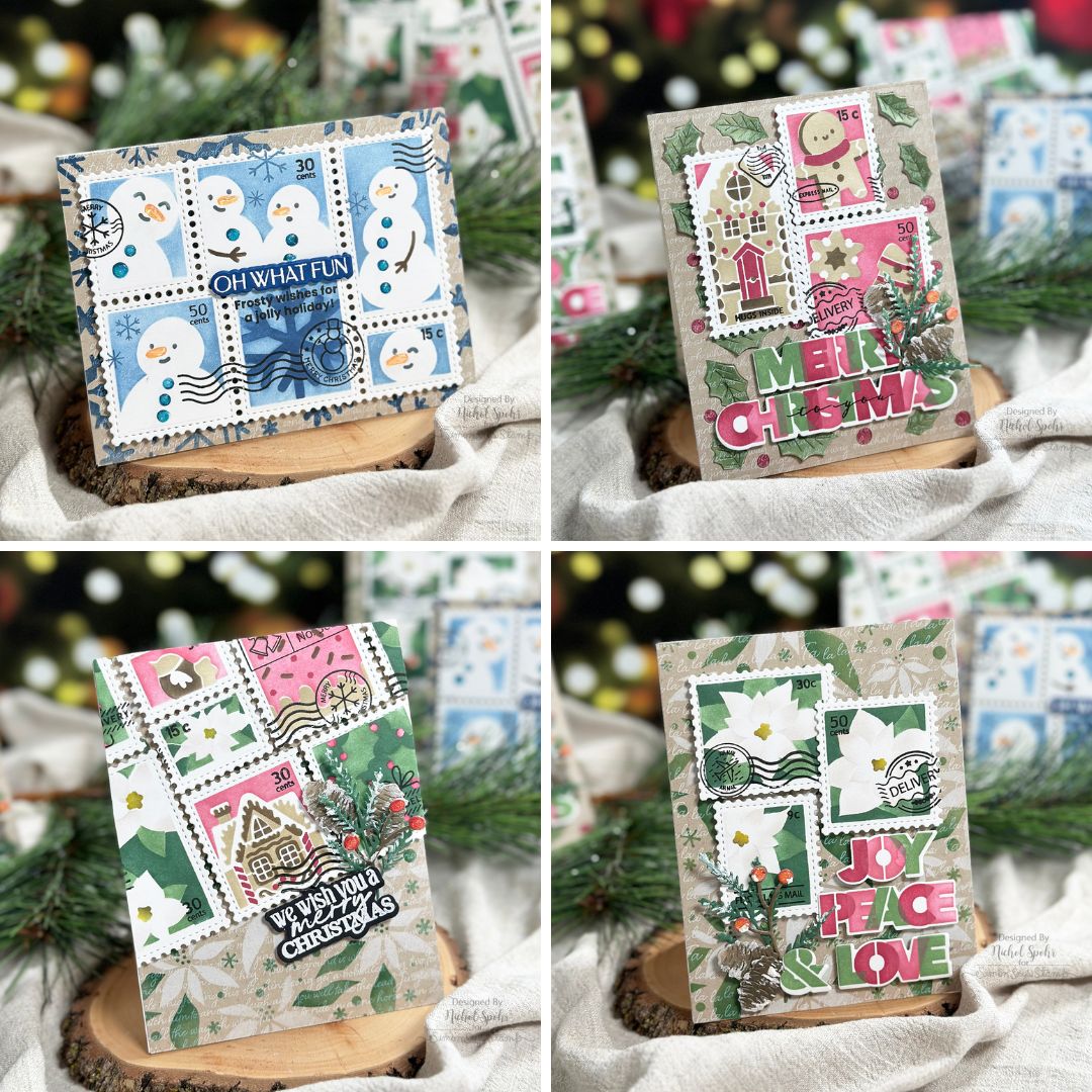 Stenciled Postage Christmas Cards Nichol Spohr LLC